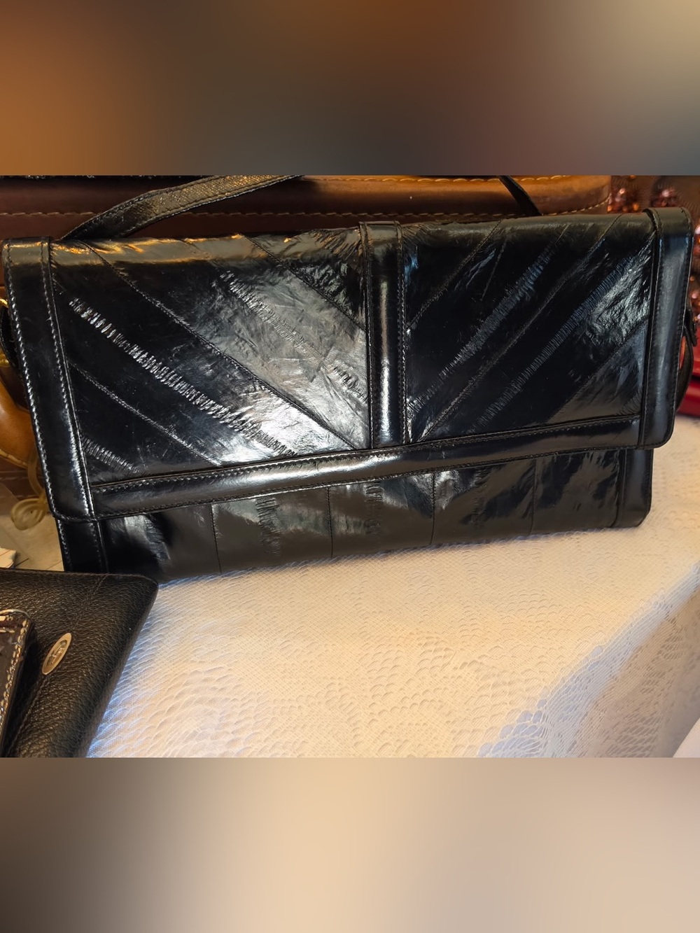 Black Eel Skin Women’s Clutch Bag
